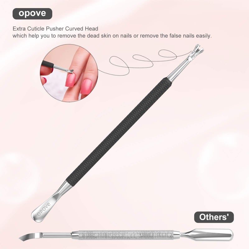 opove Cuticle Pusher Nail Polish Remover Stainless Steel Manicure Tool Set Gel Nail Polish Peeler Scraper Nail Cleaner Pedicure Kit for Fingernail and Toenail, opove P1, Matter Blackâ€¦ - Image 4
